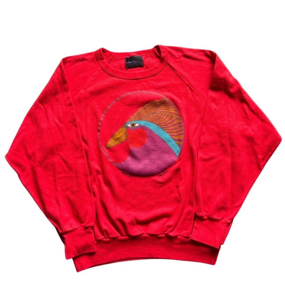 Vintage Laurel Burch San Fransisco Harlequin Bird Art  Crewneck